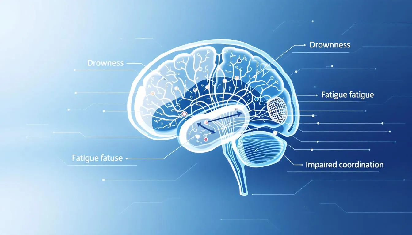 A visual representation of common side effects of clonazepam, including drowsiness.