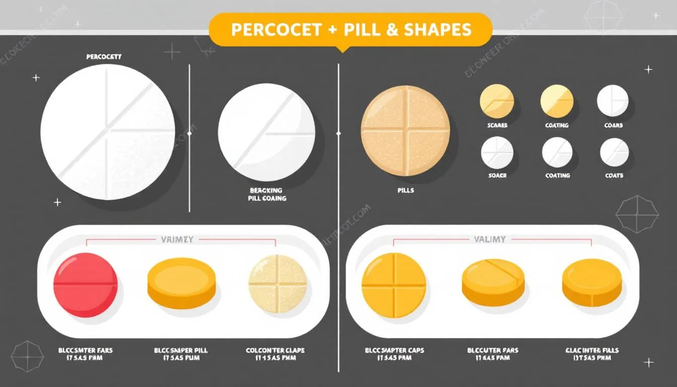 Components of percocet pills displayed for educational purposes.
