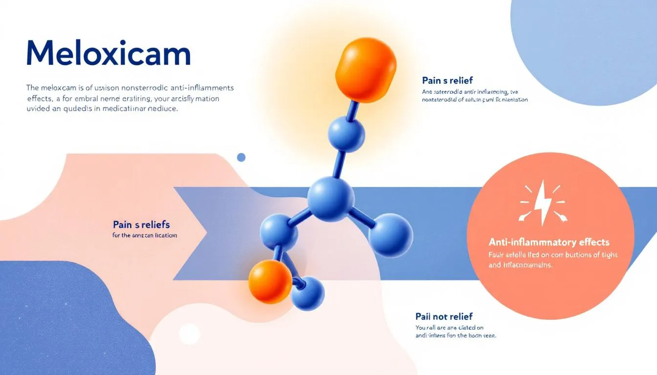 An illustration of meloxicam, a nonsteroidal anti-inflammatory drug used for pain relief.