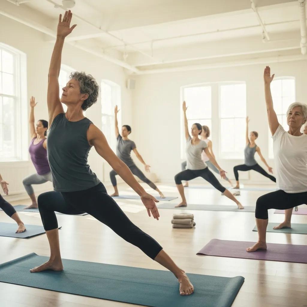 Participants in a yoga class, promoting mindfulness and holistic recovery in addiction treatment