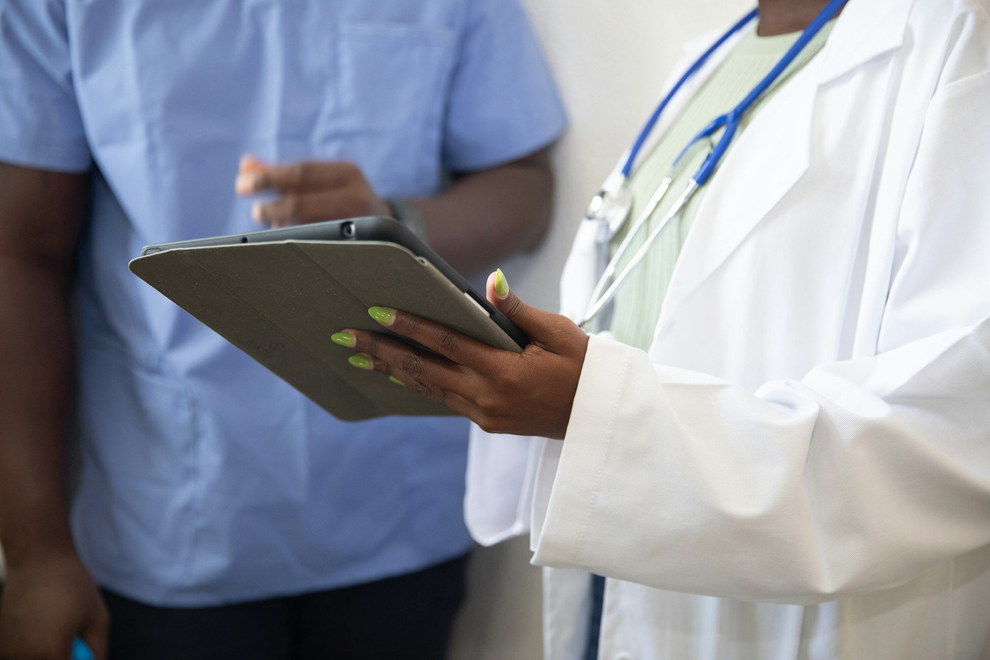 Clinician reviewing a care plan