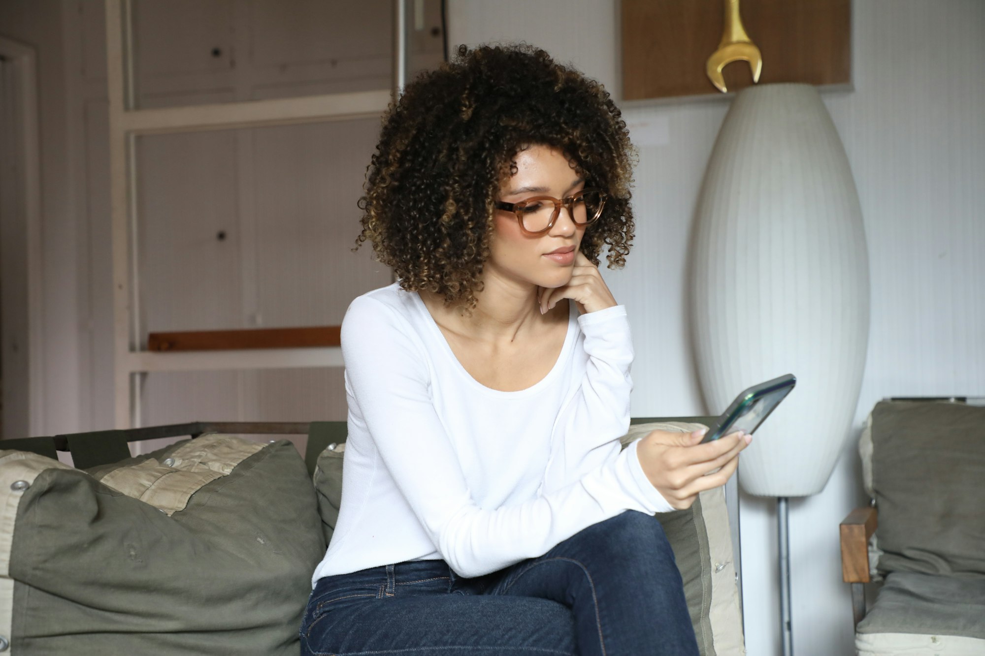 Woman on a video call at home