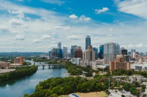 Austin, Texas skyline over the river